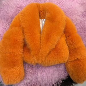 Real Fox <strong>Fur</strong> Coat Women Cropped Turn-down Collar Banded Sleeve Short <strong>Fur</strong> <strong>Jacket</strong> - Product Image 6