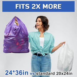 ถุงช้อปปิ้งแบบเสื้อยืดสีม่วงขนาดใหญ่พิเศษ ย่อยสลายได้ ผลิตจากพลาสติก PE คุณภาพดี ทนทาน ใช้ซ้ำได้ เหมาะสำหรับร้านอาหาร ร้านค้าปลีก ขายส่ง - Product Image 3