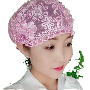 Lace Pearl Decorative Baotou style Ethnic Style <b>Hat</b> - Product Image 1