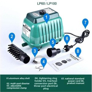 ปั๊มลมรุ่น <span class=keywords><strong>LP</strong></span> ซีรีส์ <span class=keywords><strong>LP</strong></span>-20 <span class=keywords><strong>LP</strong></span>-40 <span class=keywords><strong>LP</strong></span>-60 <span class=keywords><strong>LP</strong></span>-100 ยี่ห้อ Original <span class=keywords><strong>Resun</strong></span>, เครื่องเติมอากาศไดอะแฟรมประสิทธิภาพสูงสำหรับบ่อปลาคาร์ฟและฟาร์มปลา - Product Image 2