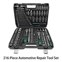 Ensemble d'outils à douilles de 216 pièces, kit d'outils manuels pour la réparation automobile, clé à cliquet, boîte à outils combinée pour l'entretien des voitures et des motos