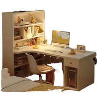 Bureau d'ordinateur moderne et minimaliste durable avec étagère pour petit appartement ou chambre, poste de travail écologique