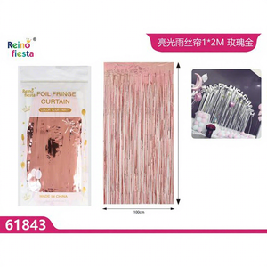 Tenda con frangia in lamina di oro rosa lucida 1x2M decorazione metallica per feste sfondo per San Valentino Ramadan - Product Image 1