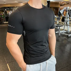 Toptan spor eğitimi Slim Fit spor erkek atletik T Shirt spor Unisex düz özel artı boyutu koşu spor t-shirt