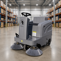 Balayeuse autoportée à batterie avec double brosse, machine de nettoyage industrielle pour entrepôts, centres commerciaux et hôpitaux