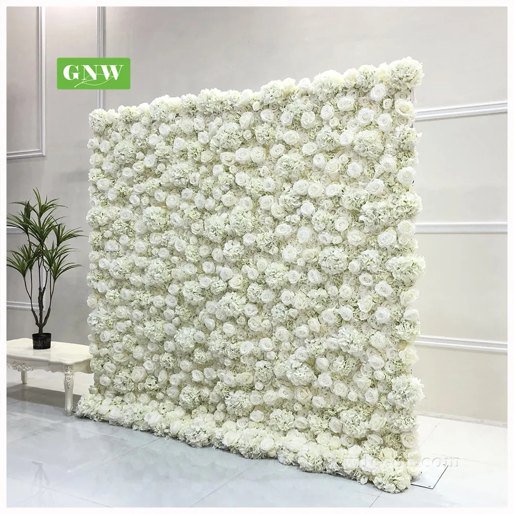 GNW ivory flower wall artificial floral backdrop wedding stage decoration backdrop