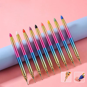 Crayon de cire rétractable double extrémité blanc et rose, outil de prélèvement de strass, stylo de prélèvement double face pour la peinture diamant et le nail art - Product Image 2