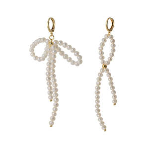 WENCHI Boucles d'oreilles longues asymétriques à franges avec perles naturelles 400g - Product Image 2