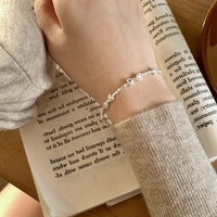 Bracelet Cœur Bowei en Argent Sterling S925, Nœud Papillon Fait Main, Perles Délicates, Bijou Charmant pour Fille