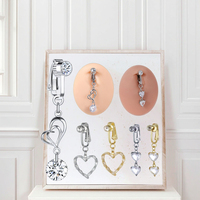 Faux coeur ventre Piercing plaqué or faux corps bijoux cristal coeur balancent Zircon nombril Piercing mode corps bijoux