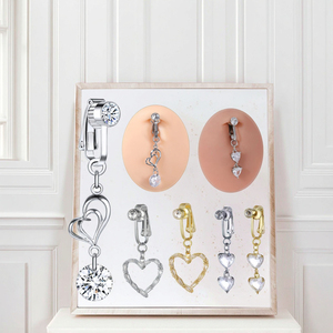 <span class=keywords><strong>Faux</strong></span> coeur <span class=keywords><strong>ventre</strong></span> Piercing plaqué or <span class=keywords><strong>faux</strong></span> corps bijoux cristal coeur balancent Zircon nombril Piercing mode corps bijoux - Product Image 2