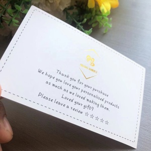 Imballaggio biglietto di auguri regalo personalizzato grazie carta bianca mini grazie per le carte shopping personalizzate con logo in lamina d'oro - Product Image 5