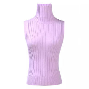 カスタムノースリーブプルオーバールース分厚いタートルネックウールニットシャツ女性用カジュアル夏用セーターベスト - Product Image 4