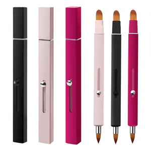 Lipstick New Telescopic Double Headed Lipstick Single Makeup Brush Portable With Lid Lipstick Professional Multi Colored Makeup Tool