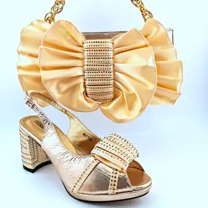 AB8648 New arrival Nigeria party shoes and bag set high quality for Bridal