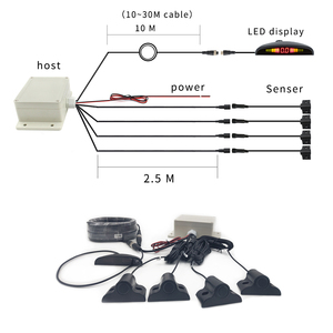 Siêu âm LED hiển thị Detector đảo ngược điểm mù phát hiện 4 đầu dò không thấm nước IP67 xe buýt xe tải hệ thống cảm biến hỗ trợ - Product Image 6