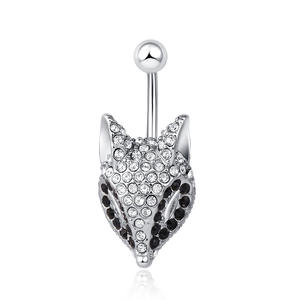 Anillos de Ombligo de Acero Inoxidable con Diseño de Cara de Zorro, Modernos y Sexys, Chapados en Platino con Circonita, para Regalo de Boda - Product Image 5