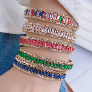 Pulsera de tenis de circonia cúbica, brazalete con diamantes brillantes, diseño geométrico, clásico, Glamour, colorido, 24k, <span class=keywords><strong>2022</strong></span> - Product Image 6