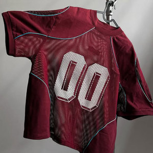 Impression personnalisée Hip Hop Streetwear sport goutte épaule Boxy coupe courte maillot de Football maille surdimensionné Baggy Streetwear t-shirt - Product Image 2
