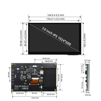 Pantalla Táctil de 7 Pulgadas para Raspberry Pi Modelo D, Pantalla HD-MI de 1024x600 con Brillo de 320 cd/m²
