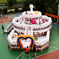 Gâteau de fête d'anniversaire massif parc à thème pvc gonfler château de rebond bail d'affaires adapté aux enfants combinaison de toboggan de saut
