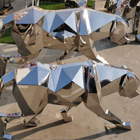 Sculpture de léopard en acier inoxydable faite à la main, statue animale avec finition polie miroir argentée, personnalisation tendance