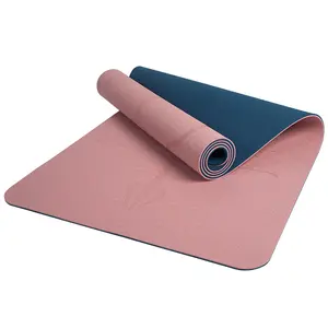 Tapete de yoga de borracha pu com logotipo personalizado, tapete eco amigável e antiderrapante de borracha natural de 5mm com alça e saco