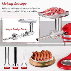 3 Tubes à Saucisses pour Mixeurs <span class=keywords><strong>KitchenAid</strong></span> en Acier Inoxydable – Accessoire Hachoir à Viande pour Robot Culinaire - Product Image 2