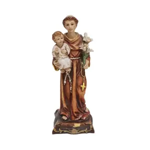 Regalos cristianos de resina personalizados, estatua religiosa de St Anthonys, artesanías de recuerdo, decoración de escritorio, figuras de santos, artículos religiosos católicos