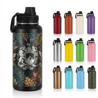 Bouteille d'eau en acier inoxydable à poignée robuste améliorée, 32 oz, isotherme sous vide, anti-fuite, pour le sport