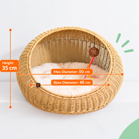 Lit pour animaux de compagnie en rotin PP lisse, nid pour animaux de compagnie, lit pour chat avec coussin, de haute qualité, tissé à la main, amovible, lavable, maison pour animaux de compagnie pour toutes les saisons