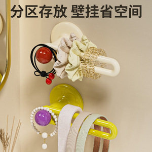Hair Tie And Headband Storage Rack Wall Mounted Green Yellow White Color Round Shape Jewelry Box For Bathroom Hair Accessory - Product Image 2