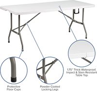 Pas cher Haute 180cm Couvercle En Plastique Recyclé Blanc Événements De Mariage À Manger Portable 6ft Table En Plastique Extérieure Pliante
