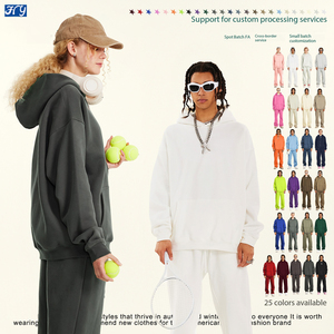Ensemble de survêtement personnalisé en molleton 2 pièces 350G coton polyester avec impression en relief pour hommes – Sweat à capuche et pantalon de jogging - Product Image 2