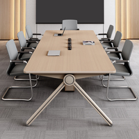 Bureau de réunion en bois pour 10 personnes au design moderne et luxueux Mobilier de bureau-Table de conférence à panneaux