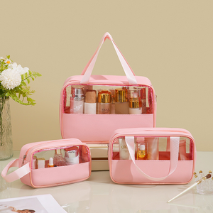 गर्म ग्लूइंग और मोटी pvc पोर्टेबल ट्रैवल वॉश बैग pvc पारदर्शी मेकअप बैग बहु कार्यात्मक स्नान सौंदर्य प्रसाधन भंडारण बैग - Product Image 1