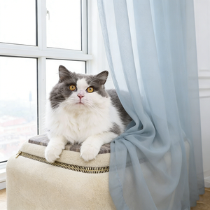 <span class=keywords><strong>Tende</strong></span> <span class=keywords><strong>Trasparenti</strong></span> Grigio Chiaro per Finestre, Pannello Basico con Tasca per Asta per Camera da Letto - Product Image 2