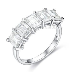 Anillos de Oro Blanco de 10K para Mujer, Corte Esmeralda de 4 CT, Joyería de Lujo para Compromiso, Boda, Aniversario, Anillo de Moissanita D, Joyería GRA - Product Image 1