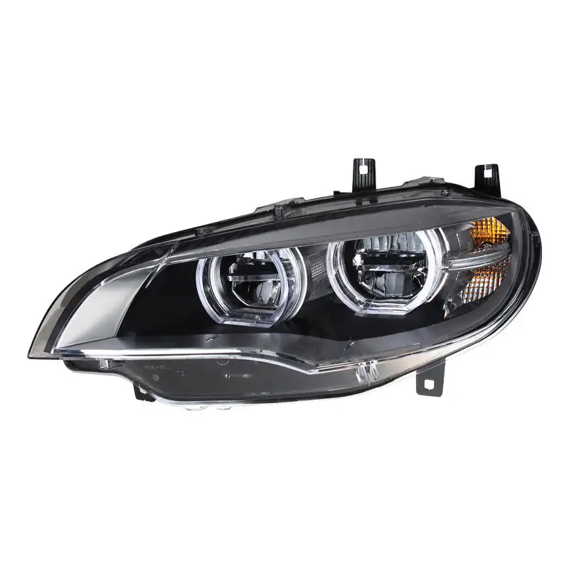 ขายดิบขายดี Plug And Play LED แองเจิลตาไฟหน้าประกอบสำหรับ BMW X5 X6 E71 2008-2014หัวแสงโคมไฟหัว