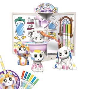 Ensemble de jouets animaux à colorier floqués EPT lavables et réutilisables pour enfants, avec baignoire, 6 thèmes : Faune, Dinosaures, Fruits, Elfe, STEM - Product Image 1