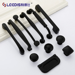 Legdis <b>Black</b> Aluminum Cabinet Handles Bar <b>Knobs</b> For Furniture Drawer Door Hardware - Product Image 1