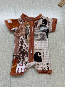 Детские летние пижамы из бамбука с коротким рукавом для мальчиков и девочек, на молнии, для новорожденных, с индивидуальным принтом в западном стиле - Product Image 3