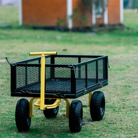 Chariot de chariot de grande capacité robuste avec côtés en maille amovibles Home Farm Yard Garden Steel Mesh Hand Cart Chariots de jardin