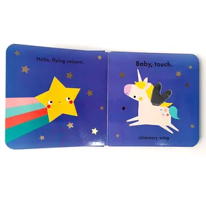 Buku anak-anak kustom cetak unicorn cerita buku sampul keras untuk anak-anak papan warna penuh hadiah terbaik untuk bayi