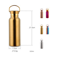 Grande capacité 500ml bouteille d'eau de sport double couche isolation sous vide tasse avec couvercle 304 tasse de voyage en acier inoxydable