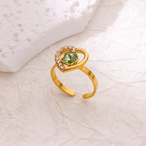 Anillo Abierto Ajustable de Acero Inoxidable con Baño de Oro de 18K, con Mariposa, Estrella, Corazón, Perla y Circonita, Joyería de Moda para Mujer - Product Image 1