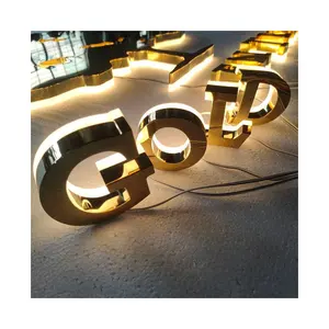 Wholesale Backlit Stainless Steel 3d Letter Sign Company Logo Words Outdoor Business Custom Led Sign