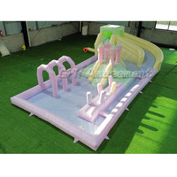 Parc de jeux gonflable intérieur/extérieur blanc pastel, parcours d'obstacles gonflable, aire de jeux aquatique gonflable