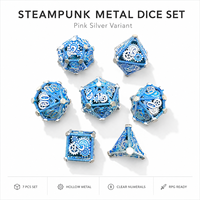 Ensemble de dés métalliques perlés argentés faits à la main, écologiques, à facettes, 7 pièces, polyédriques creux, pour D&D, Dungeons & Dragons, RPG, jeux de table