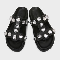 Sandales compensées noires en PU pour femme, bout rond, rehaussantes, nouvelle collection été 2025, style décontracté ouvert pour la plage